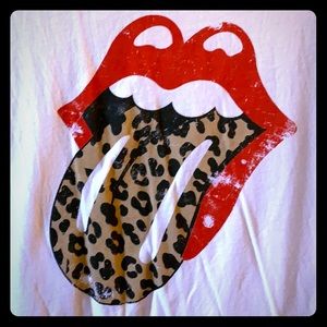 White Rolling Stones decal t-shirt